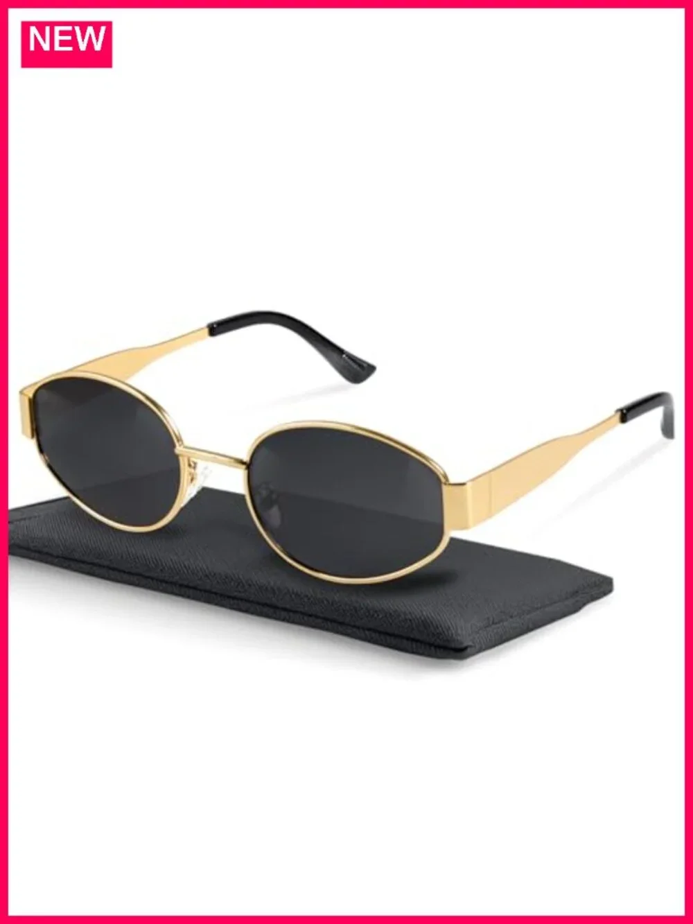 Retro Oval Polarized Sunglasses Metal Frame UV400 Protection
